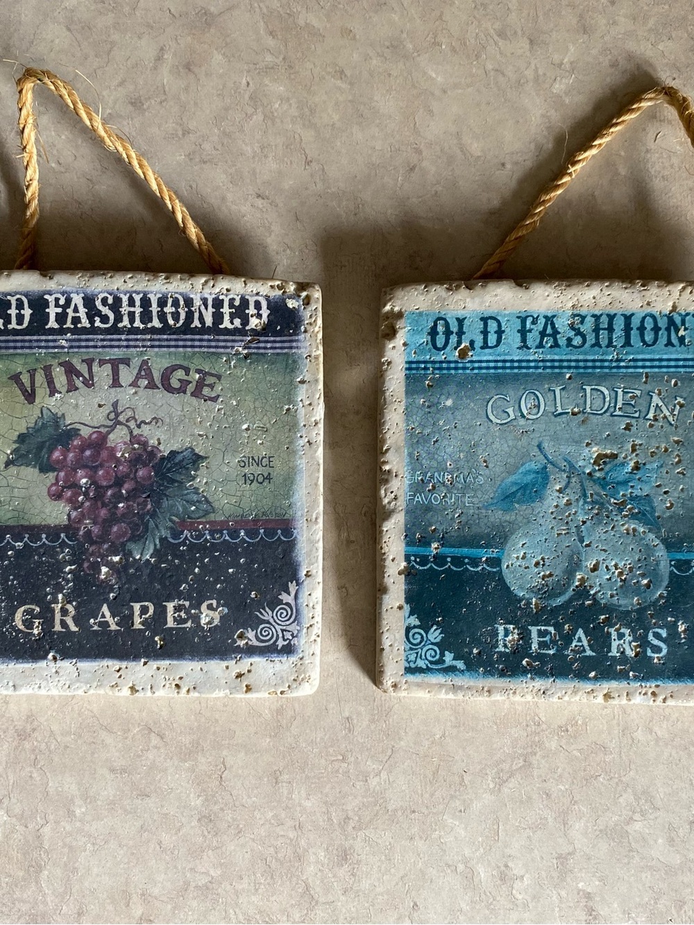 Vintage Kimberly Poloson Kitchen Stone Wall Plaques Cottage Rustic Y2K Decor